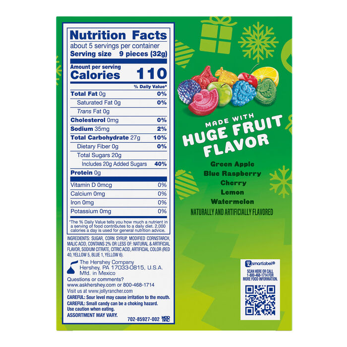 Image of JOLLY RANCHER Original Fruit Flavored Sour Gummies, Christmas Candy Gift Box, 6 oz Packaging
