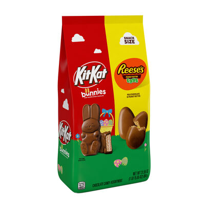 REESE'S and KIT KAT&reg; Assorted Milk Chocolate Snack Size Easter Candy Bag, 31.55 oz