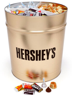 HERSHEY'S Gold Gift Tin With Milk And Dark Chocolate Assorted Mix Candy 15 Lbs. | 15 lbs. tin