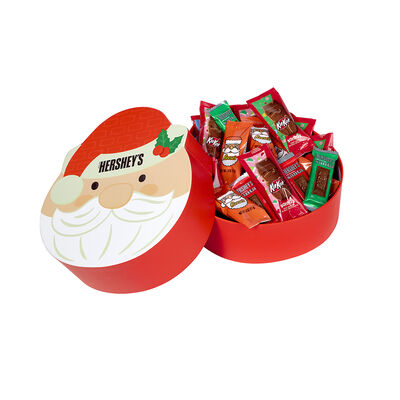 HERSHEY'S Assorted Snack Size Santas Filled Santa Shaped Holiday Gift Box, 1 lb