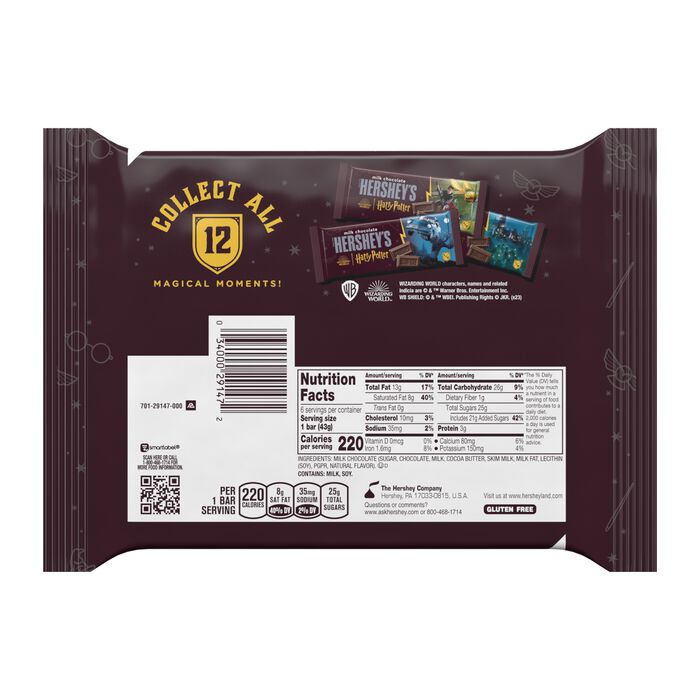 Image of HERSHEY'S Milk Chocolate Harry Potter™, Limited Edition Full Size Candy Bars, 1.55 oz (6 Count) Packaging