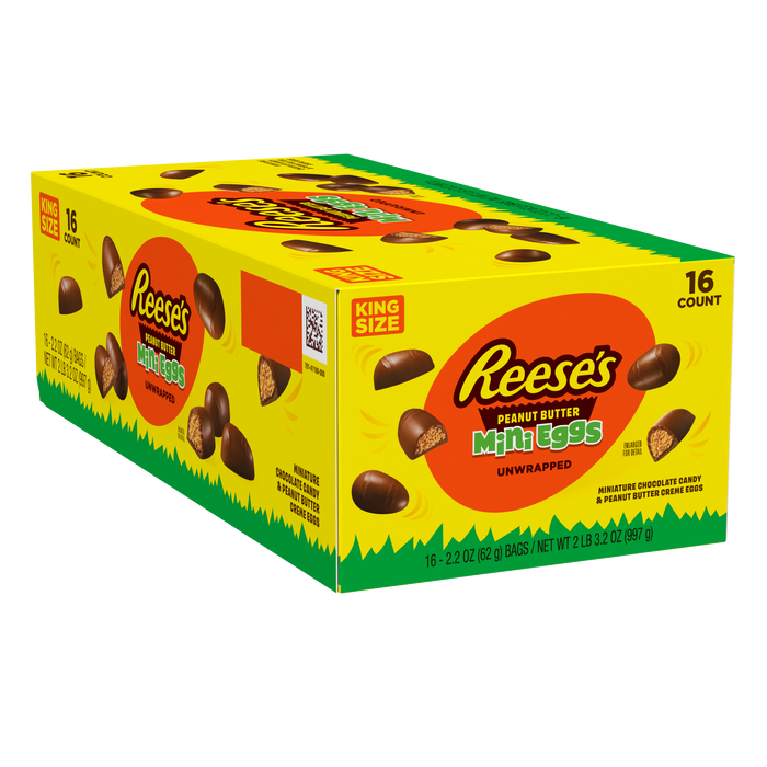 Image of REESE'S Unwrapped Chocolate Peanut Butter Creme Mini Eggs, Easter Candy Bag, 2.2 oz (16 Count) Packaging