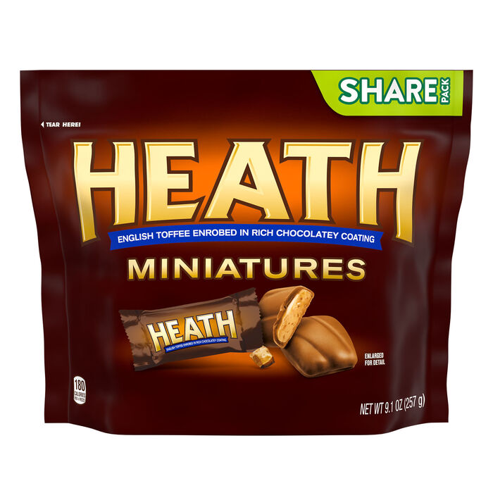 Image of HEATH Miniatures Chocolatey English Toffee Candy Share Pack, 9.1 oz Packaging