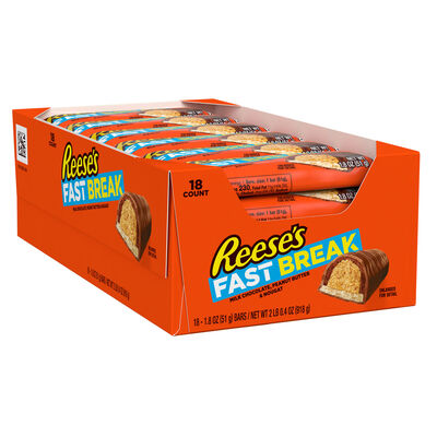 REESE'S FAST BREAK Peanut Butter Nougat Candy Bars, 1.8 oz (18 Count)