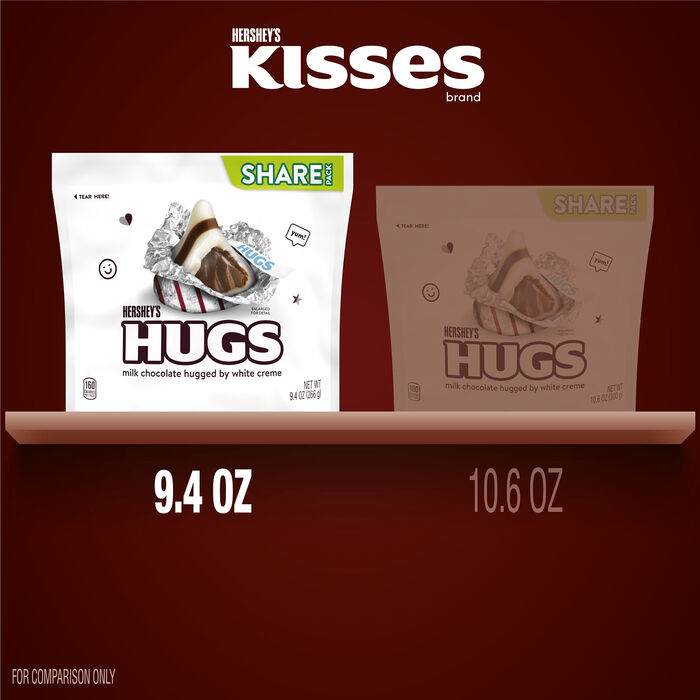 Image of HERSHEY'S HUGS Milk Chocolate and White Creme Candy Share Pack, 9.4 oz Packaging