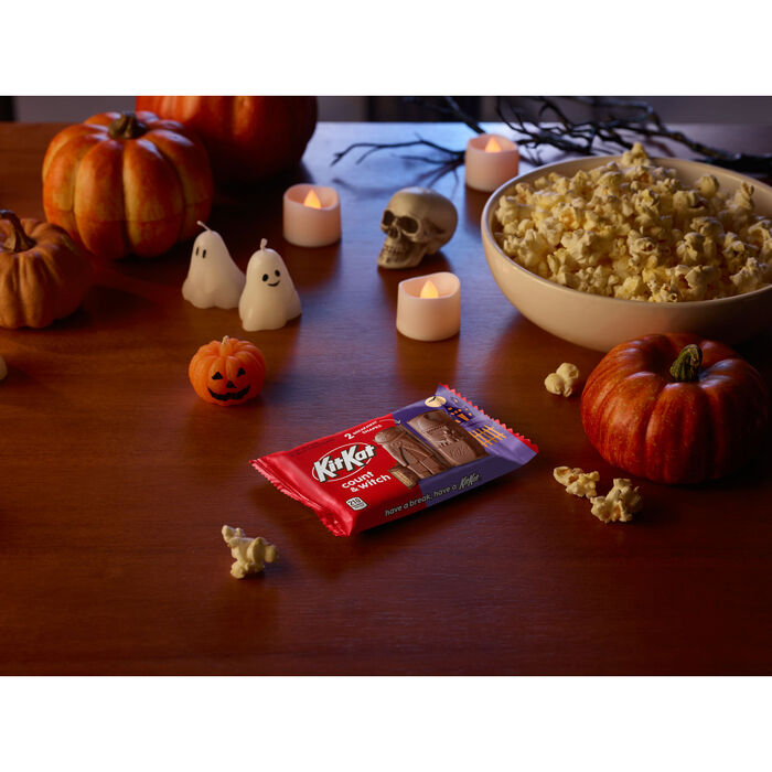 Image of KIT KAT&reg; Milk Chocolate Wafer Count and Witch, Halloween Candy Bar, 1.5 oz Packaging