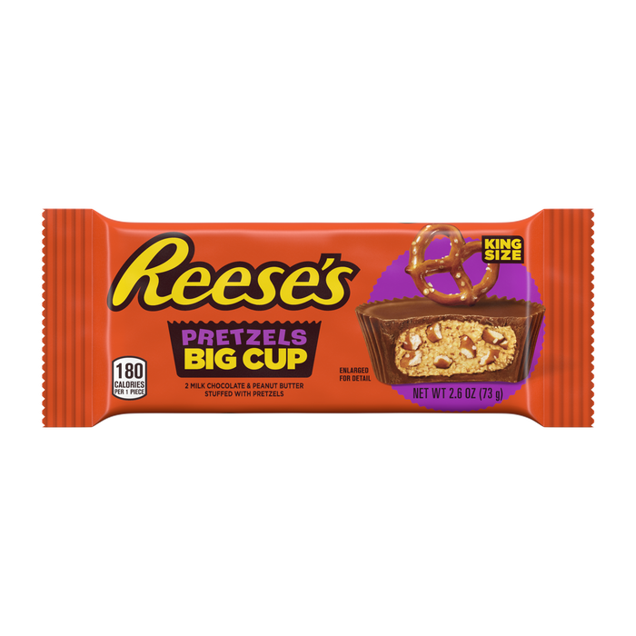 Image of REESE'S Big Cup with Pretzels King Size Peanut Butter Cups, 2.6 oz Packaging