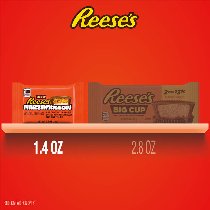 Image of REESE'S Big Cup Marshmallow Milk Chocolate Peanut Butter Cups, 1.4 oz (16 Count) Packaging