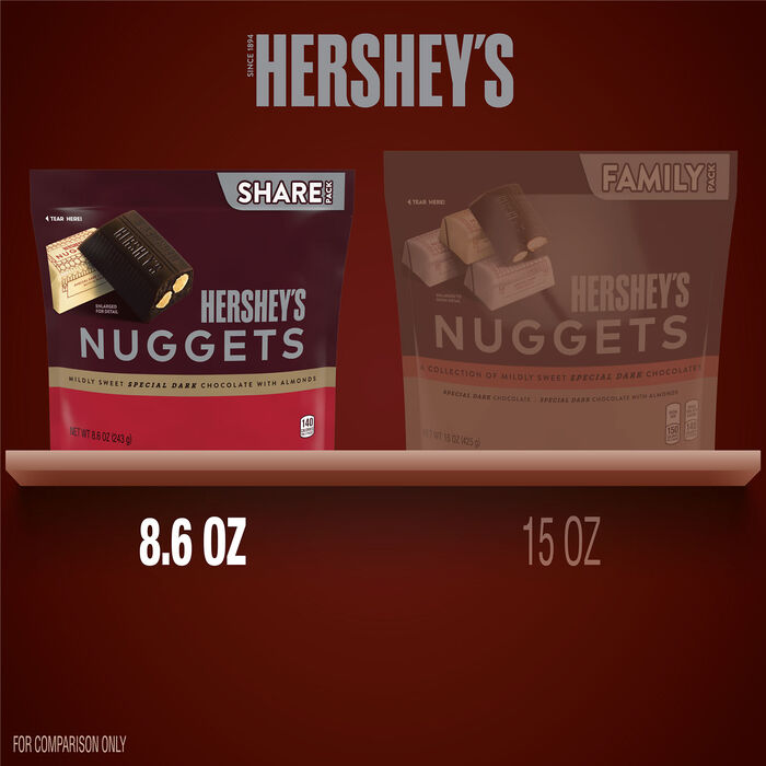 Image of HERSHEY'S NUGGETS SPECIAL DARK Chocolate with Almonds Candy Share Pack, 8.6 oz Packaging