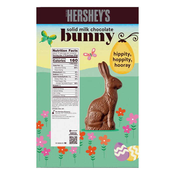 Image of HERSHEY'S Solid Milk Chocolate Bunny, Easter Candy Gift Box, 14 oz Packaging