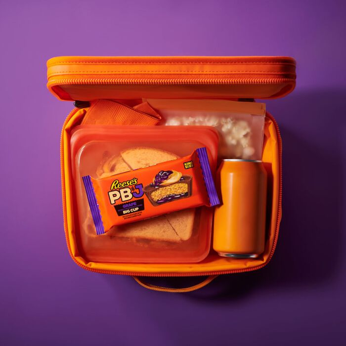 Image of REESE'S Big Cup PB&J Grape Milk Chocolate King Size Peanut Butter Cups Candy Pack, 2.8 oz (16 Count) Packaging