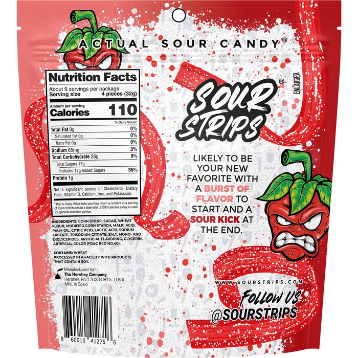 Image of Sour Strips Strawberry Candy Party Bag, 10.2oz Packaging