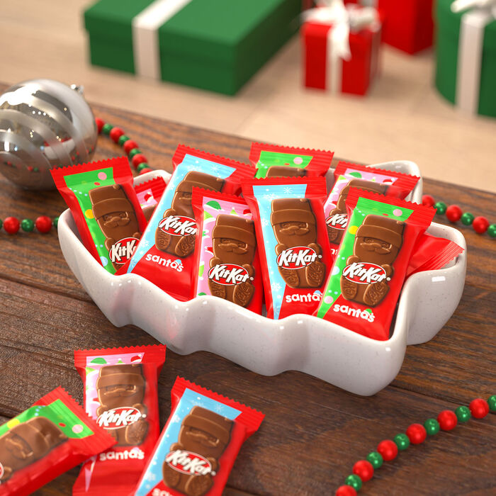 Image of KIT KAT® Milk Chocolate Wafer Snack Size Santas, Christmas Candy  Bag, 8.85 oz Packaging