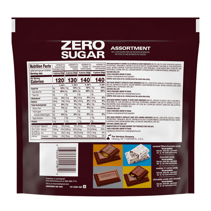 Image of HERSHEY'S Zero Sugar Assorted Candy Bag, 15 oz Packaging