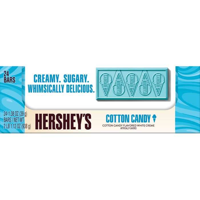 Image of HERSHEY'S Cotton Candy Ice Cream Flavored Standard Size Candy Bar, 1.38oz (24 Count) Packaging