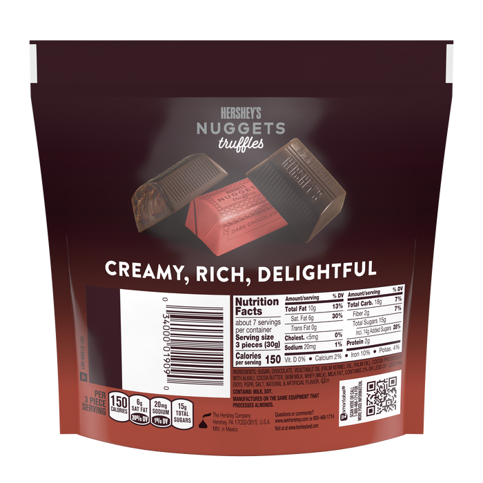 Image of HERSHEY'S NUGGETS Dark Chocolate Truffles Candy, 7.7 oz bag Packaging