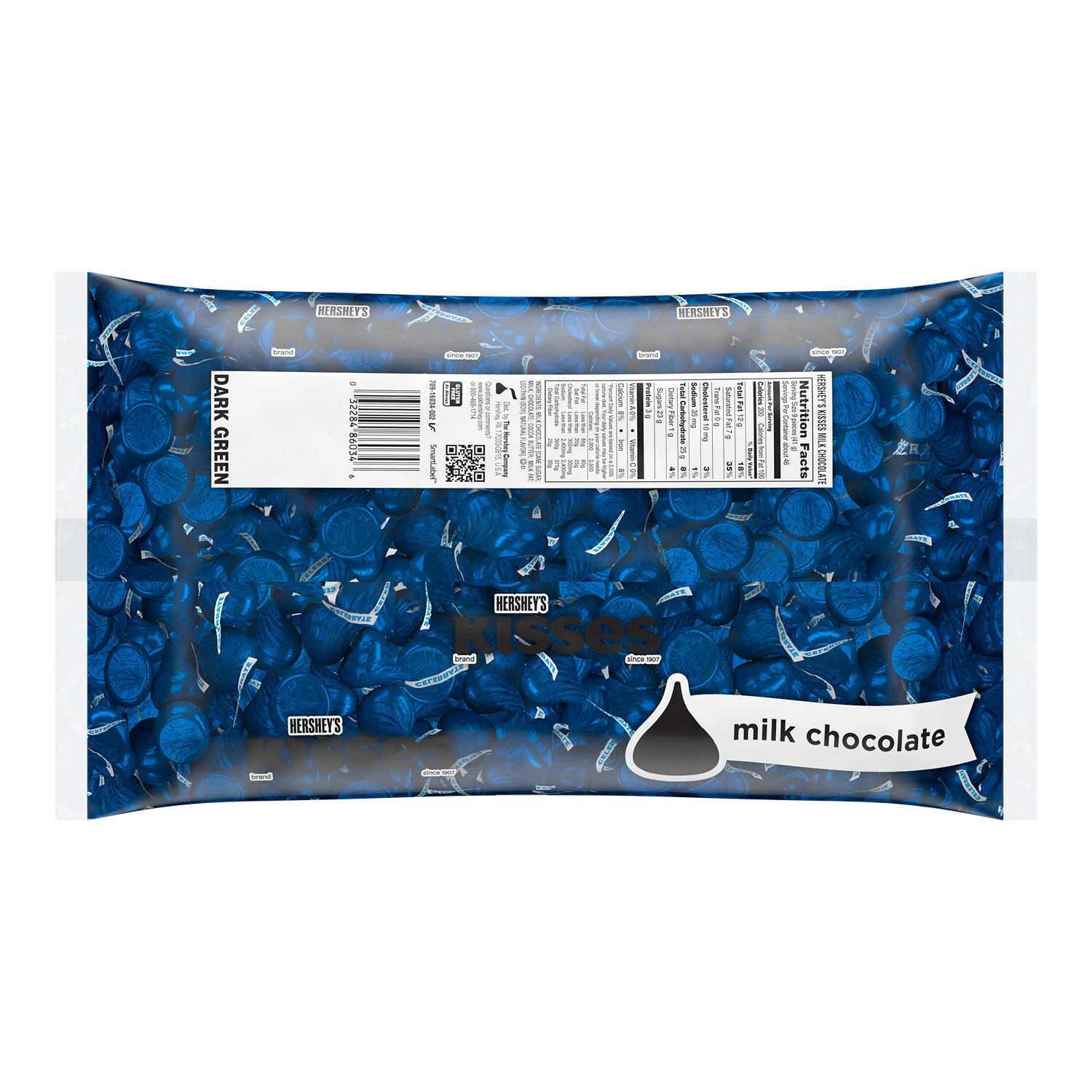 HERSHEY'S KISSES Milk Chocolates in Dark Blue Foils - 66.7oz 66.7oz Candy  Bag