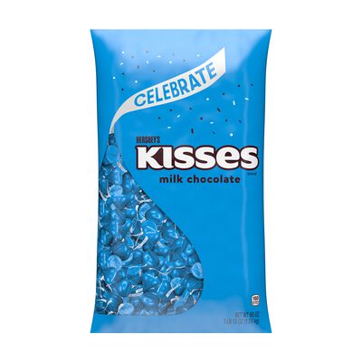 HERSHEY'S KISSES Blue Foils Milk Chocolate Candy Bulk Bag, 60 oz