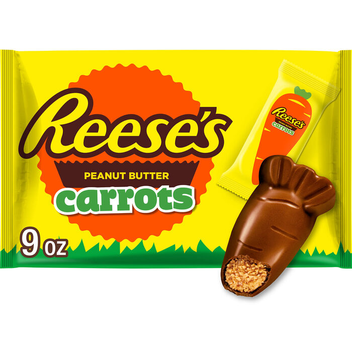 Image of REESE'S Chocolate Peanut Butter Creme Carrots, Easter Candy Bag, 9 oz Packaging