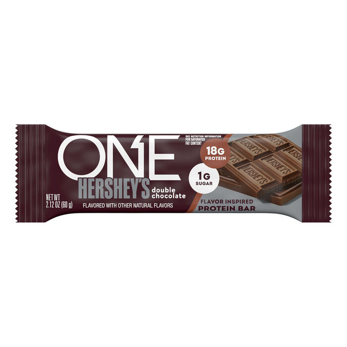 Image of ONE HERSHEY'S Double Chocolate Flavored Protein Bars, 2.12 oz (12 Count) Packaging