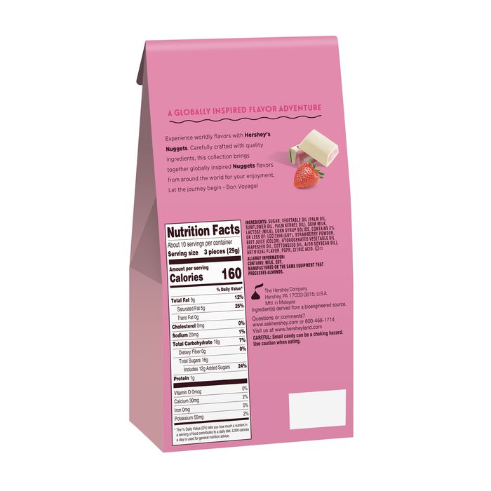 Image of HERSHEY'S NUGGETS  Flavors of The World  White Creme Strawberry Flavored Chocolates, 10oz Pouch Packaging