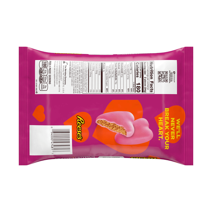 Image of Valentine's REESE'S Pink Creme Peanut Butter Hearts 9.6 oz. Bag Packaging