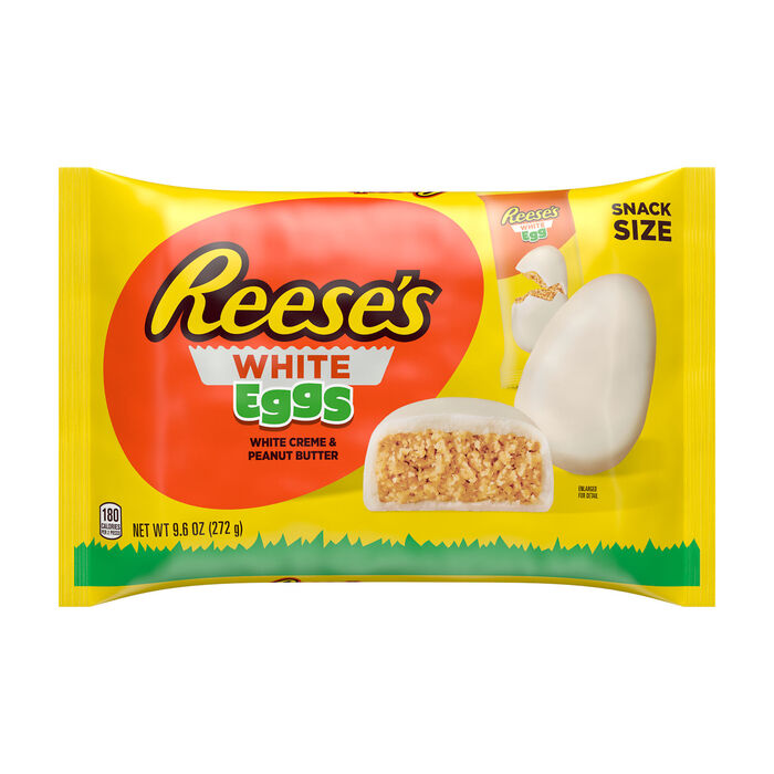 Image of REESE'S White Creme Snack Size Peanut Butter Easter Eggs, 9.6 oz Packaging