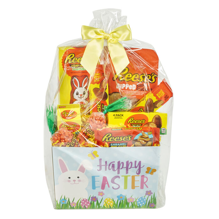 Image of Hop Into Easter REESE'S Peanut Butter Fan Gift Basket Box Packaging