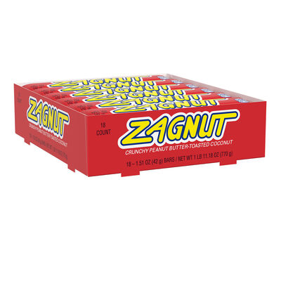 ZAGNUT Peanut Butter and Coconut Candy Bars, 1.51 oz (18 Count)