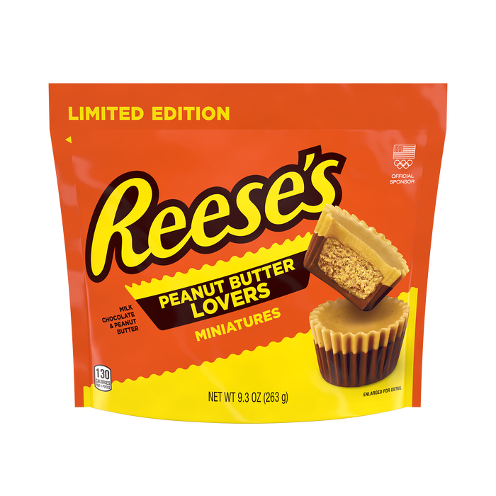 Image of REESE’S Miniatures Peanut Butter Lovers Milk Chocolate Peanut Butter Cups, 9.3 oz bag Packaging
