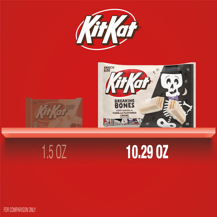 Image of KIT KAT&reg; Breaking Bones Vanilla Flavored Creme Wafer Snack Size, Halloween Candy Bag, 10.29 oz Packaging