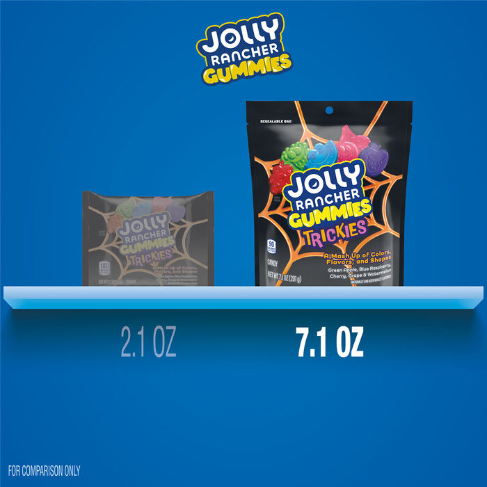 Image of JOLLY RANCHER TRICKIES Gummies Assorted Fruit Flavored, Halloween Candy Resealable Bag, 7.1 oz Packaging