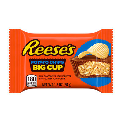 REESE'S BIG CUP Milk Chocolate Peanut Butter Cups with Potato Chips Standard Size 1.3oz Candy Bar