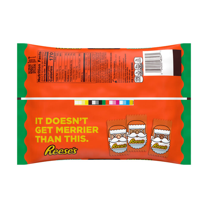 Image of REESE'S Milk Chocolate Peanut Butter Creme Santas, Christmas Candy Bag, 9.1 oz Packaging