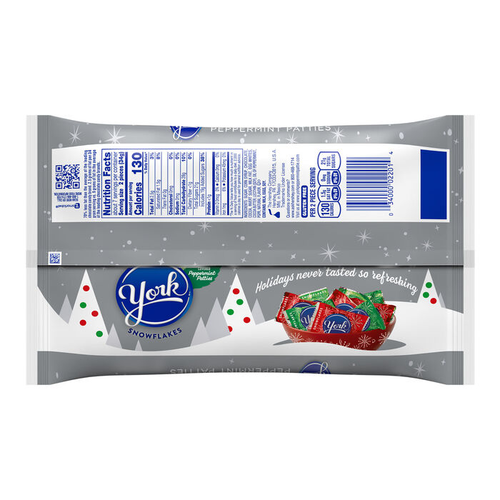 Image of YORK Dark Chocolate Peppermint Patties Snowflakes, Christmas , Candy Bag, 8.4 oz Packaging