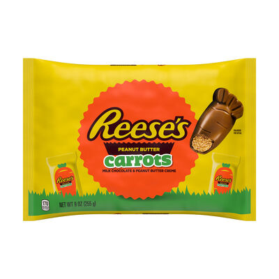 REESE'S Milk Chocolate Peanut Butter Creme Carrots, Easter Candy Bag, 9 oz