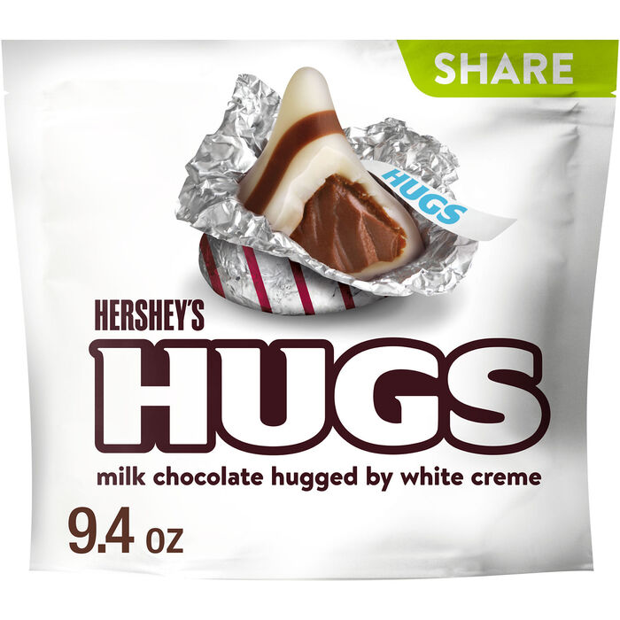 Image of HERSHEY'S HUGS Milk Chocolate and White Creme Candy Share Pack, 9.4 oz Packaging
