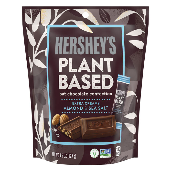 Image of HERSHEY'S Plant Based Extra Creamy with Almond and Sea Salt Candy  Bag, 4.5 oz Packaging