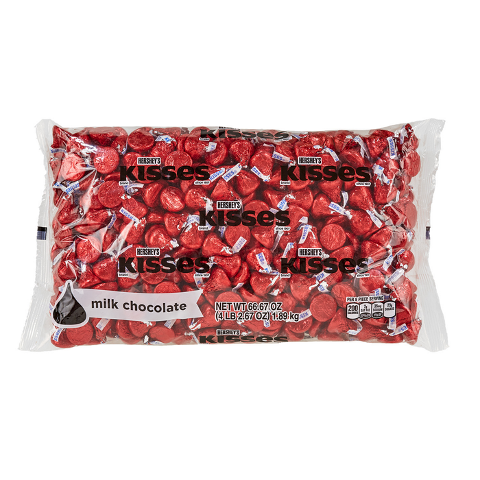 Image of KISSES Milk Chocolates in Red Foils - 4.16 lbs. [4.16 lb. bag] Packaging