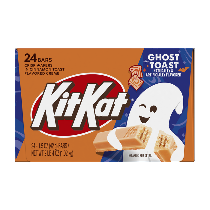 Image of KIT KAT® Ghost Toast Cinnamon Toast Flavored Creme Wafer Bars, Halloween Candy Packs, 1.5 oz (24 Count) Packaging