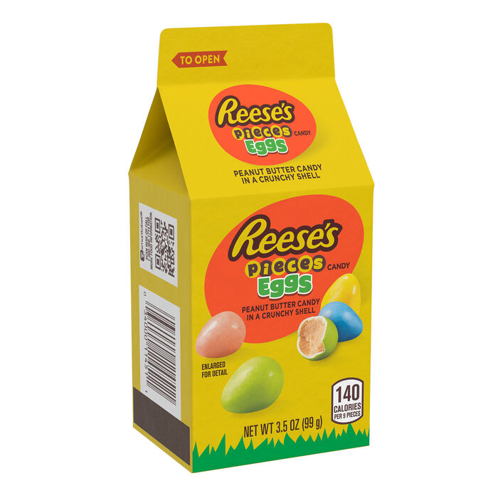 Image of REESE'S PIECES Peanut Butter Eggs, Easter Candy Carton, 3.5 oz Packaging