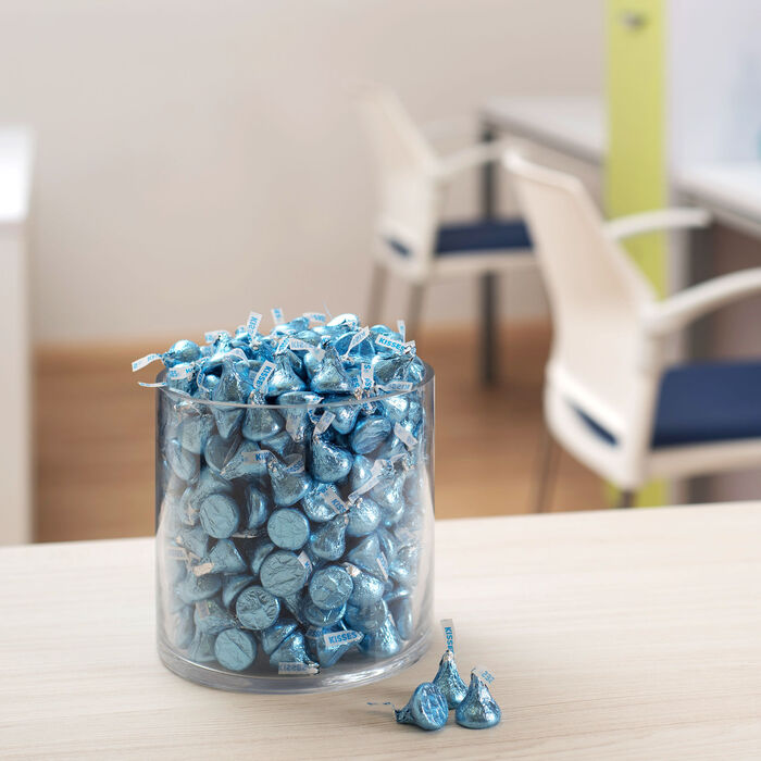 Image of HERSHEY'S KISSES Milk Chocolates in Light Blue Foils - 66.7oz Candy Bag Packaging