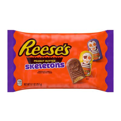REESE'S Milk Chocolate Peanut Butter Skeletons, Individually Wrapped Candy Bag, 9.1 oz