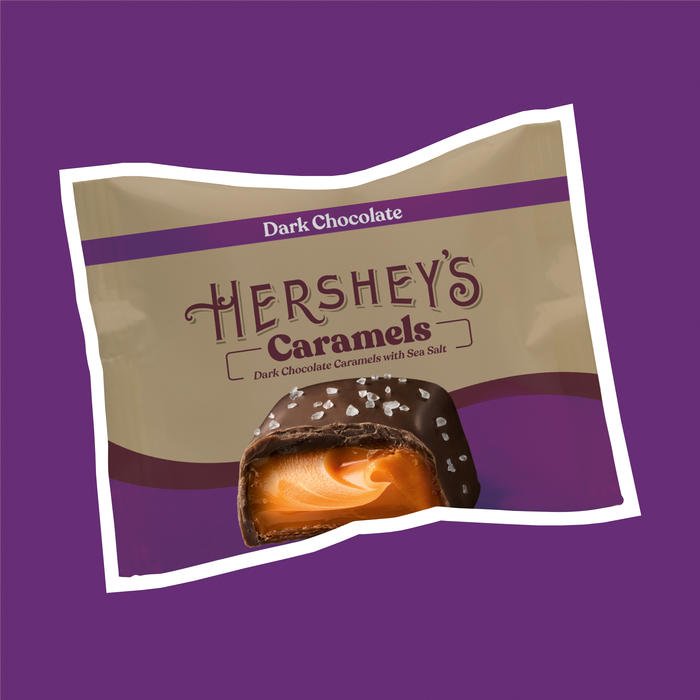Image of HERSHEY'S Dark Chocolate Caramels with Sea Salt Pouch, 12 oz Packaging