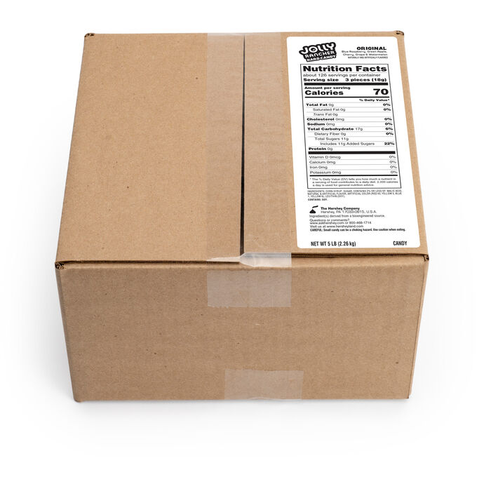Image of JOLLY RANCHER Hard Candy Original Assorted Flavors 5lb Bulk Box Packaging
