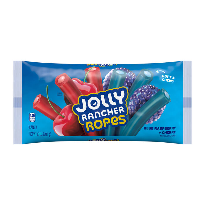 Image of JOLLY RANCHER Ropes Blue Raspberry and Cherry Flavored Candy Bag, 10 oz Packaging