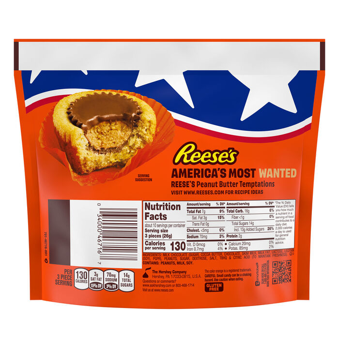 Image of REESE'S Miniatures Red White and Blue Foils, Milk Chocolate Peanut Butter Cups Candy Share Pack, 9 oz Packaging