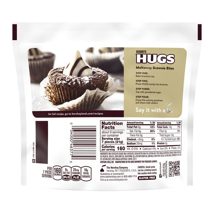 Image of HERSHEY'S HUGS Milk Chocolate and White Creme Candy Share Pack, 9.4 oz Packaging