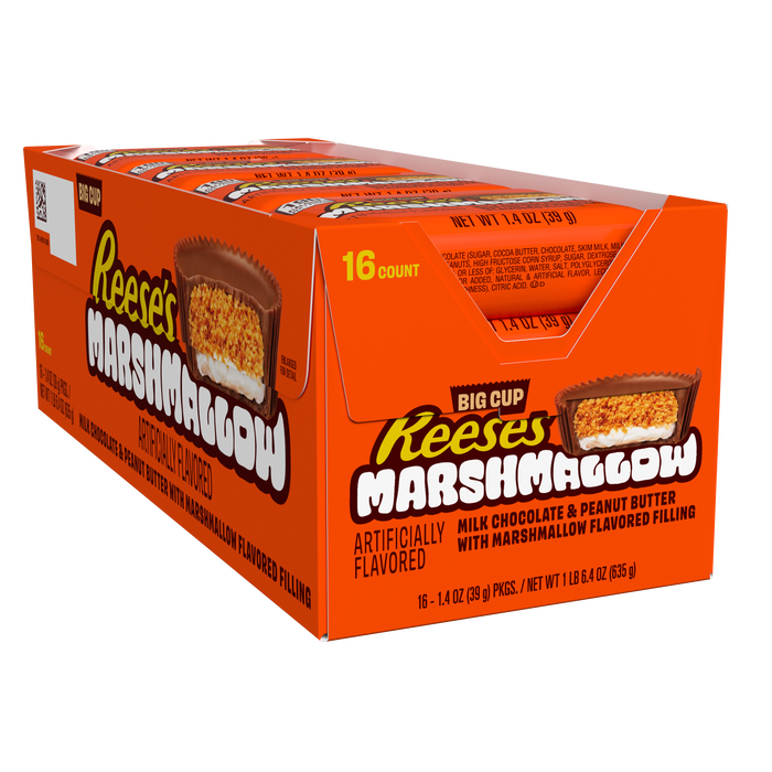Image of REESE'S Big Cup Marshmallow Milk Chocolate Peanut Butter Cups, 1.4 oz (16 Count) Packaging
