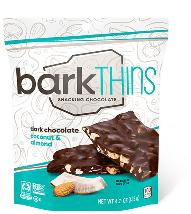 Image of barkTHINS Dark Chocolate Toasted Coconut with Almonds Packaging